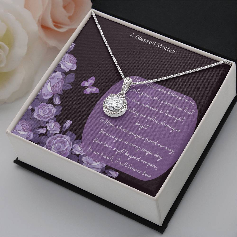 "A Blessed Mother "Love Necklace -14K White Gold Finish