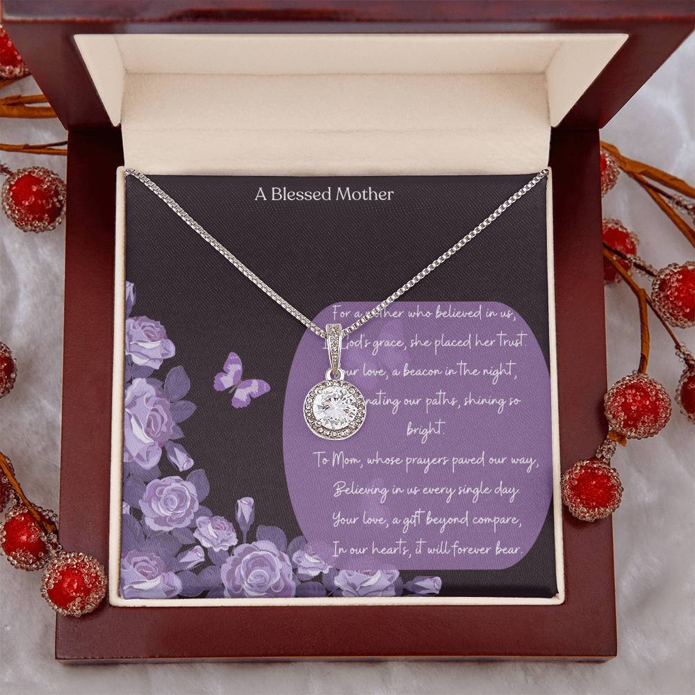 "A Blessed Mother "Love Necklace -14K White Gold Finish