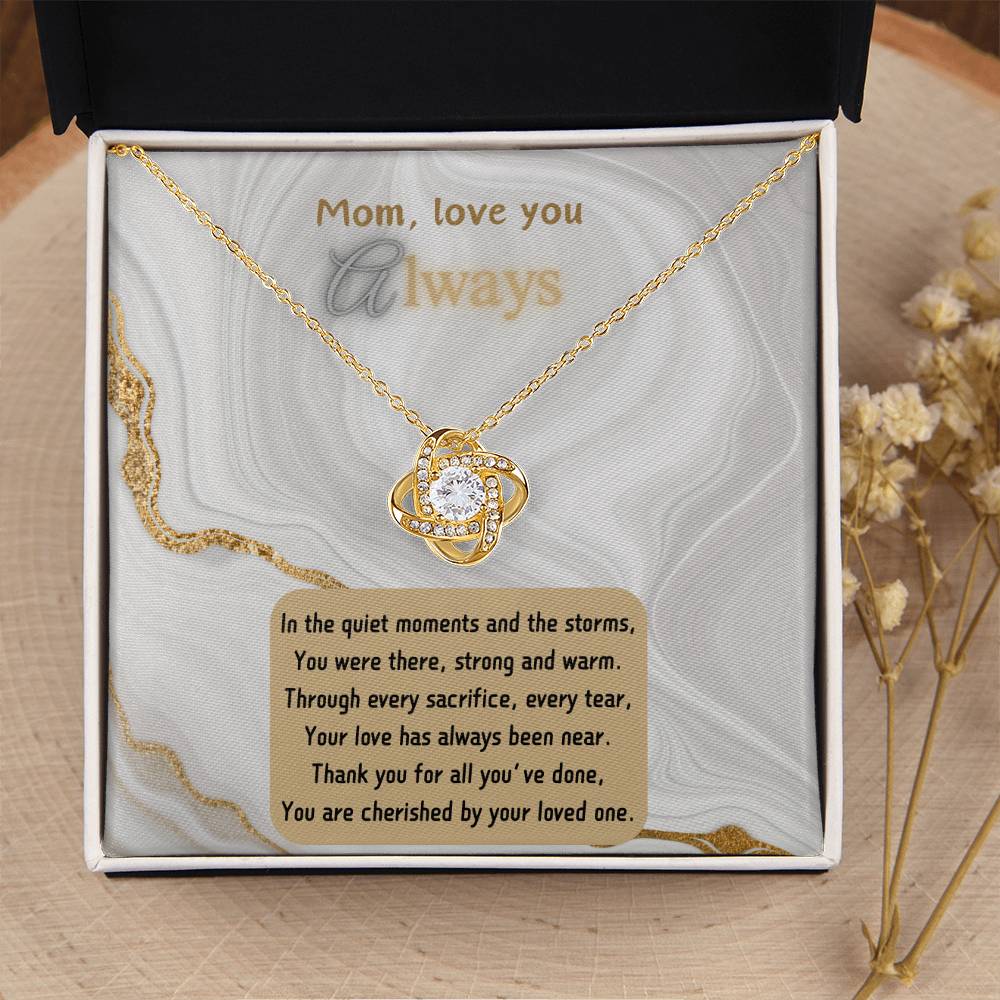 Forever Grateful Necklace For a Loving Mother- 14k Gold or White Gold - CZ Stones