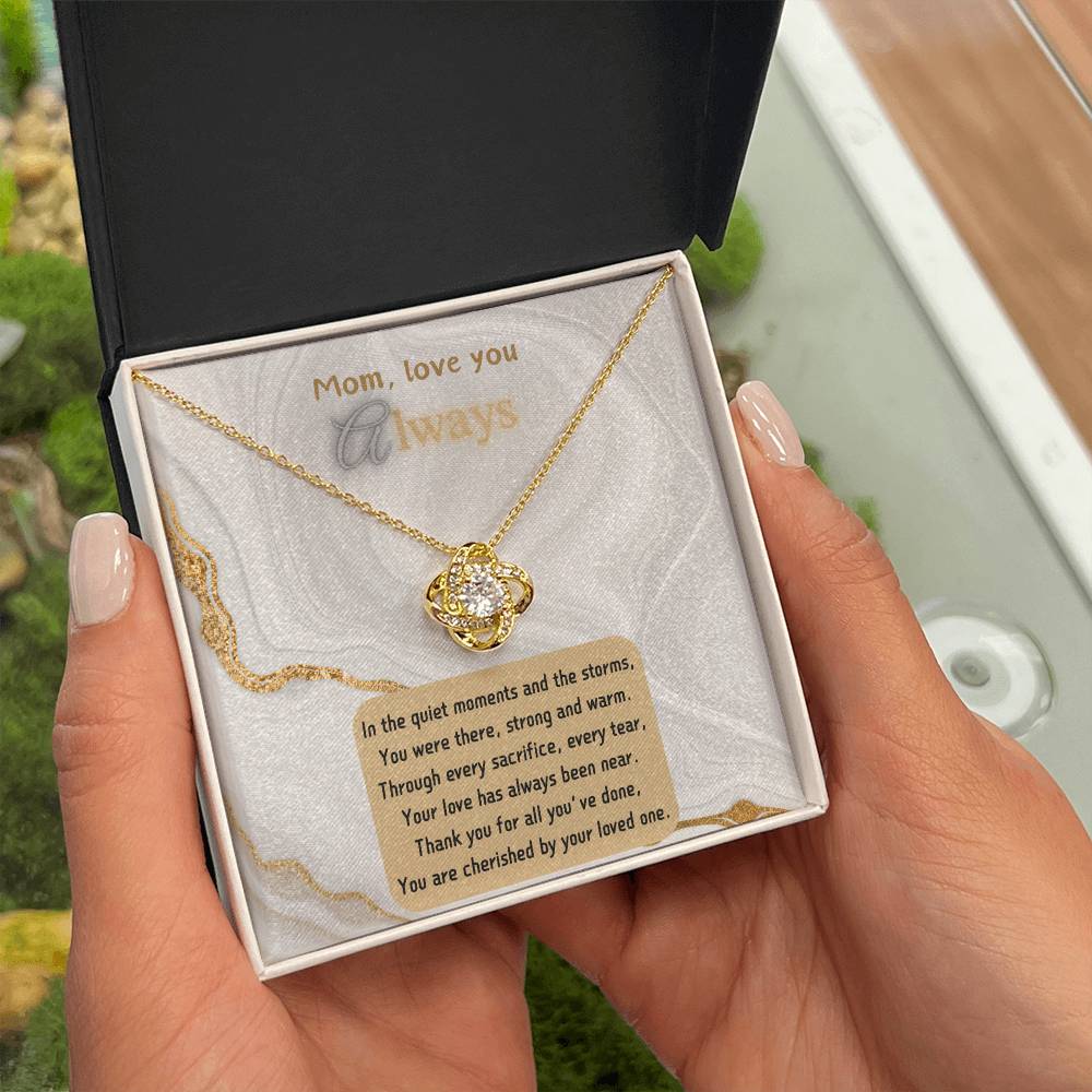 Forever Grateful Necklace For a Loving Mother- 14k Gold or White Gold - CZ Stones