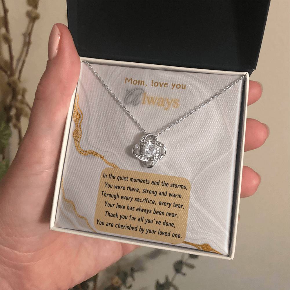 Forever Grateful Necklace For a Loving Mother- 14k Gold or White Gold - CZ Stones