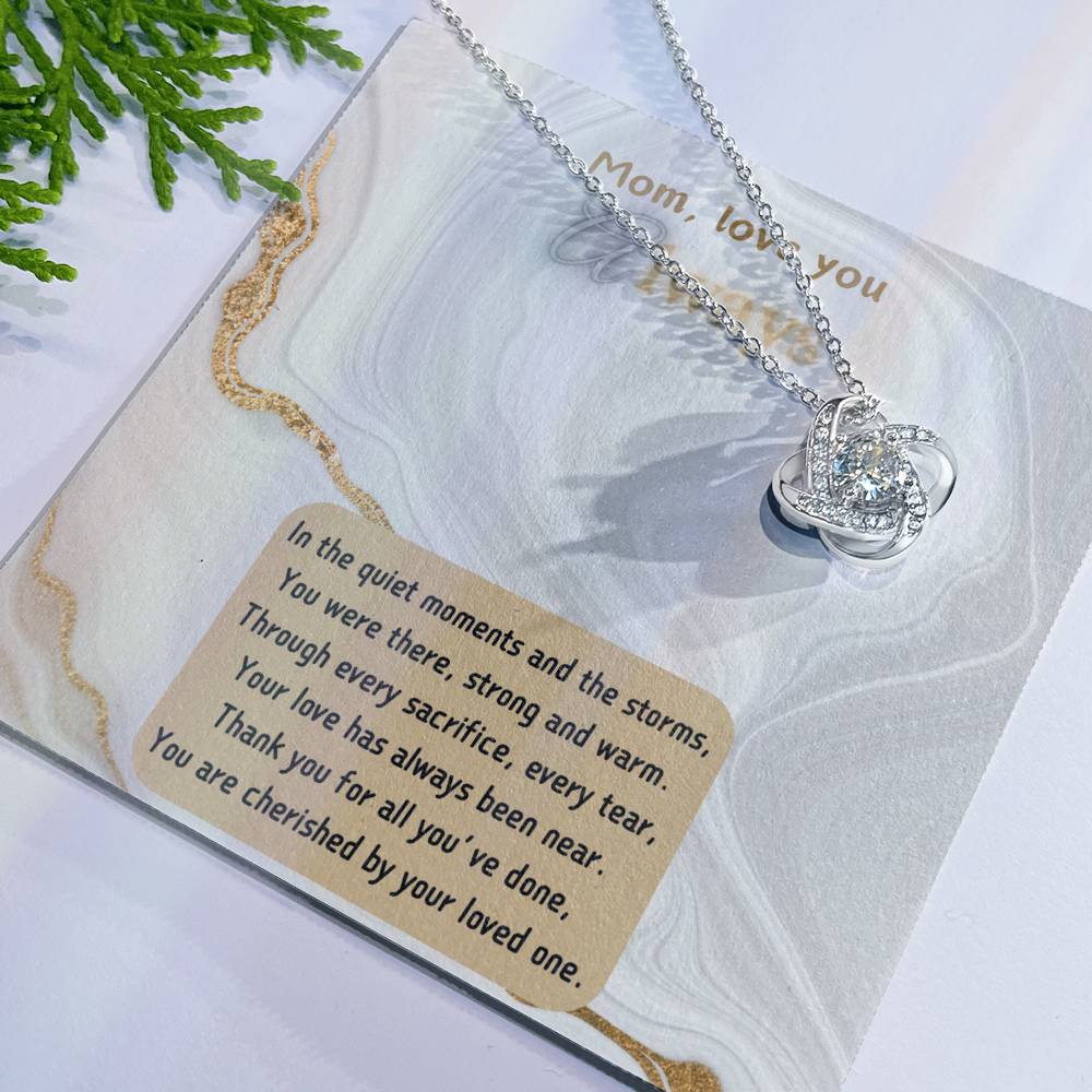 Forever Grateful Necklace For a Loving Mother- 14k Gold or White Gold - CZ Stones