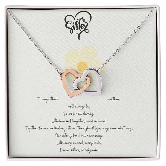 Sisterly Love Necklace- 14k Rose Gold CZ Stones