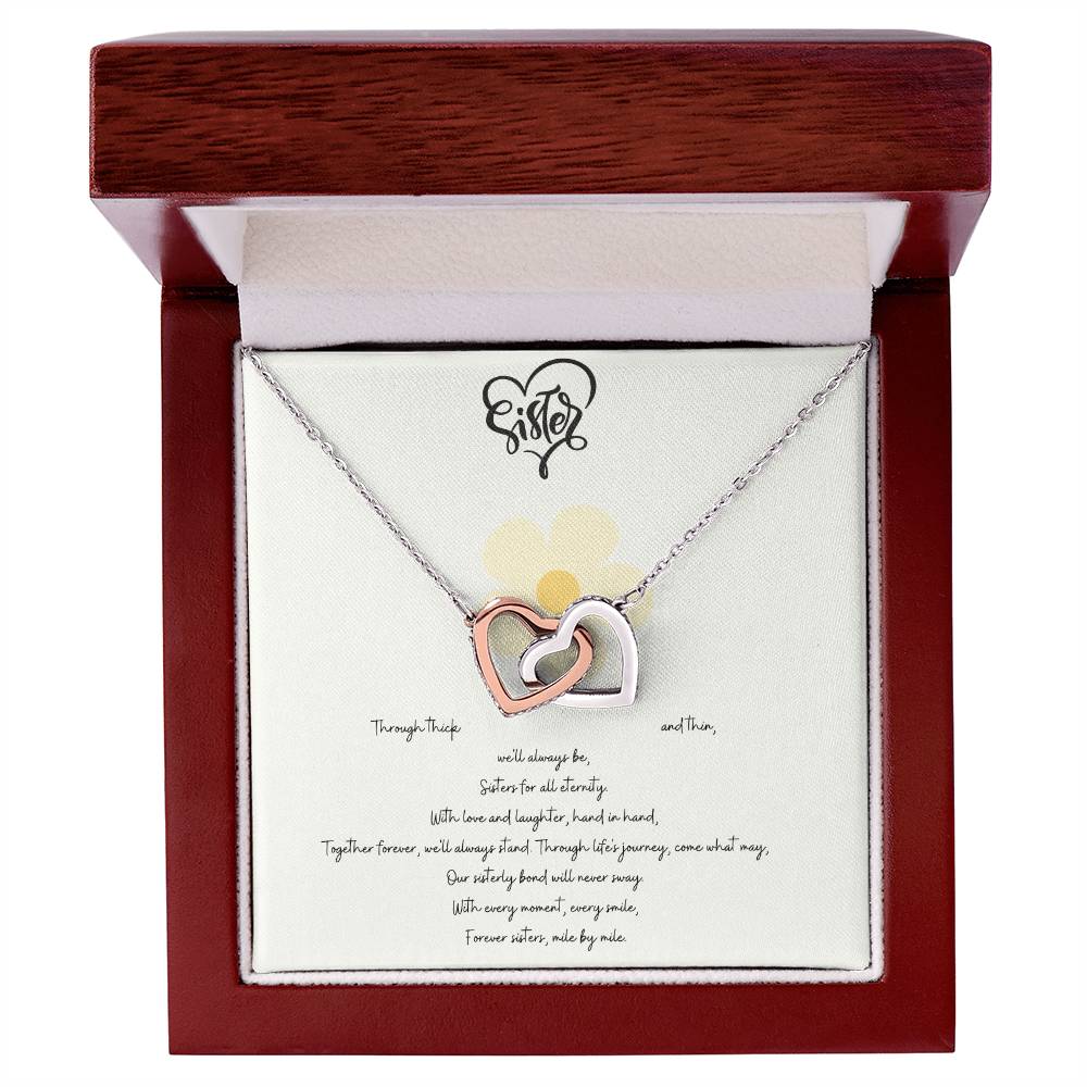 Sisterly Love Necklace- 14k Rose Gold CZ Stones