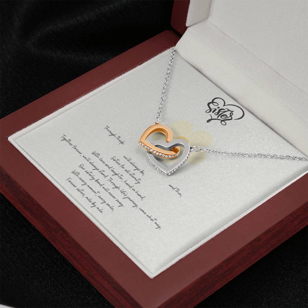 Sisterly Love Necklace- 14k Rose Gold CZ Stones