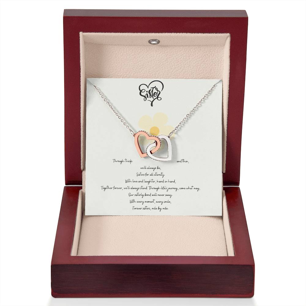 Sisterly Love Necklace- 14k Rose Gold CZ Stones