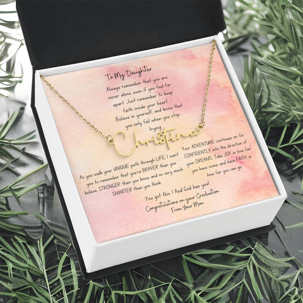 Personalized Graduation Name Necklace - Stainless Steel or 18K Gold Finish