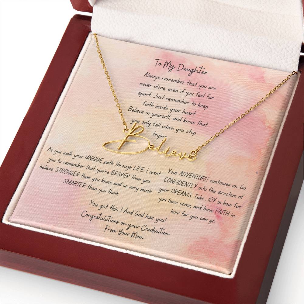 Personalized Graduation Name Necklace - Stainless Steel or 18K Gold Finish