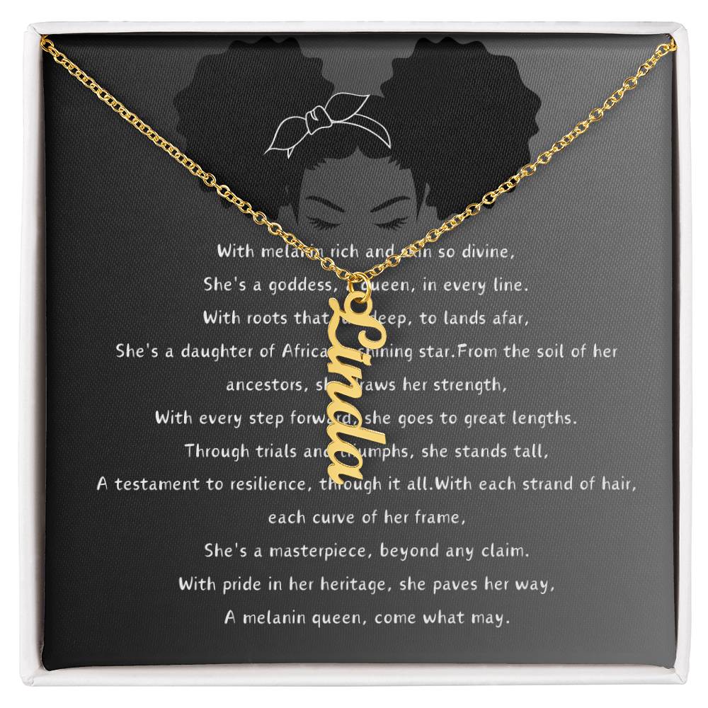 Personalized Radiant Name Flame Necklace -For a Melanin Queen- Stainless Steel or 18K Gold Finish