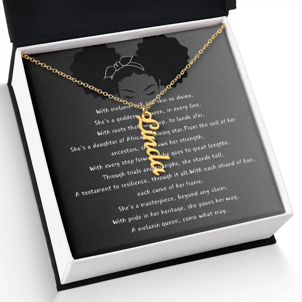 Personalized Radiant Name Flame Necklace -For a Melanin Queen- Stainless Steel or 18K Gold Finish