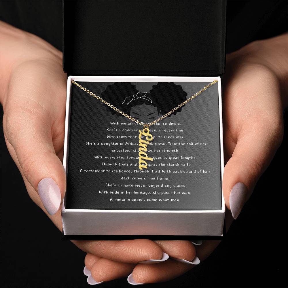 Personalized Radiant Name Flame Necklace -For a Melanin Queen- Stainless Steel or 18K Gold Finish