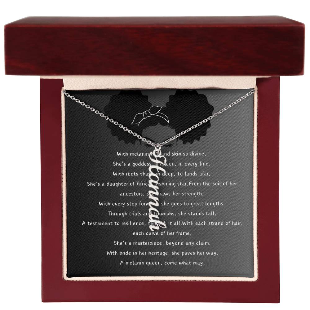 Personalized Radiant Name Flame Necklace -For a Melanin Queen- Stainless Steel or 18K Gold Finish