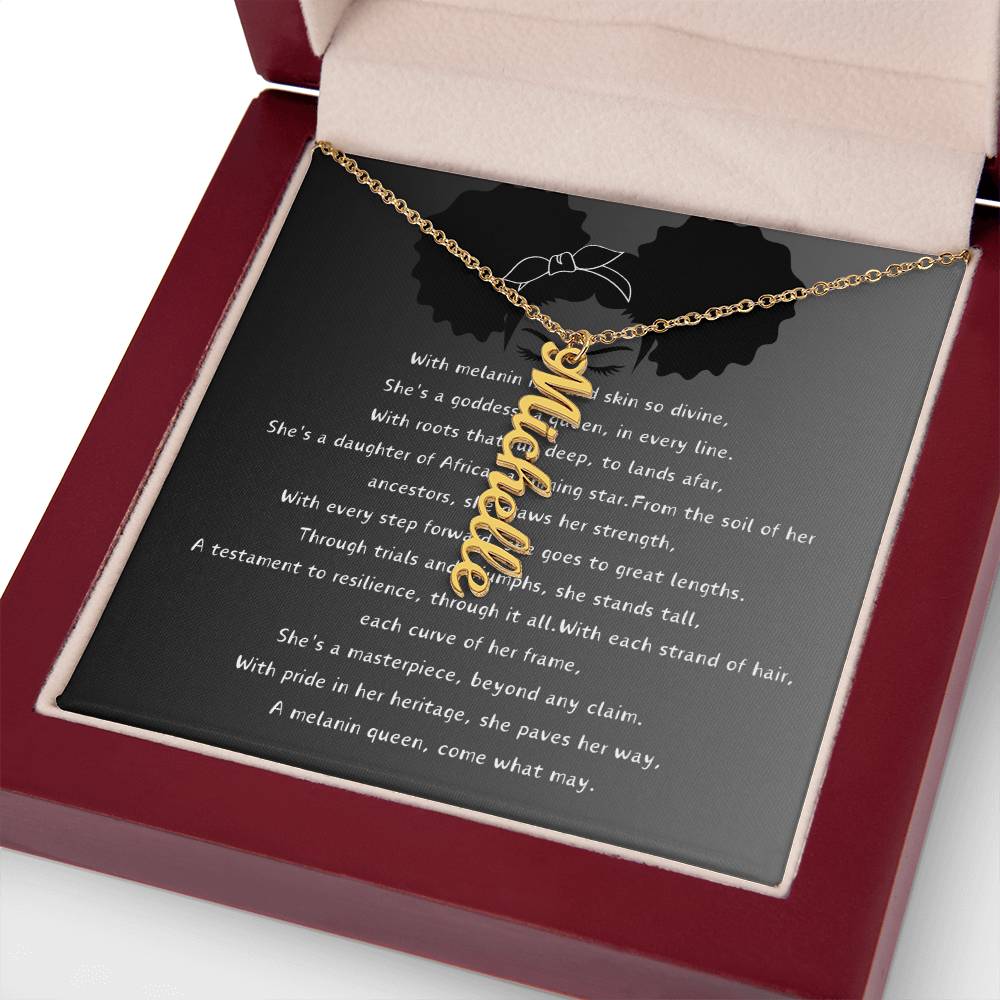 Personalized Radiant Name Flame Necklace -For a Melanin Queen- Stainless Steel or 18K Gold Finish