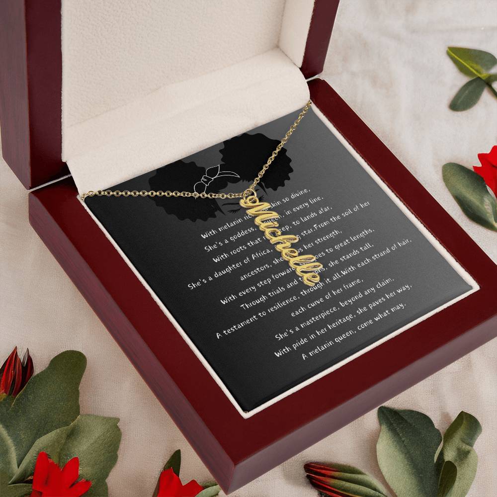 Personalized Radiant Name Flame Necklace -For a Melanin Queen- Stainless Steel or 18K Gold Finish