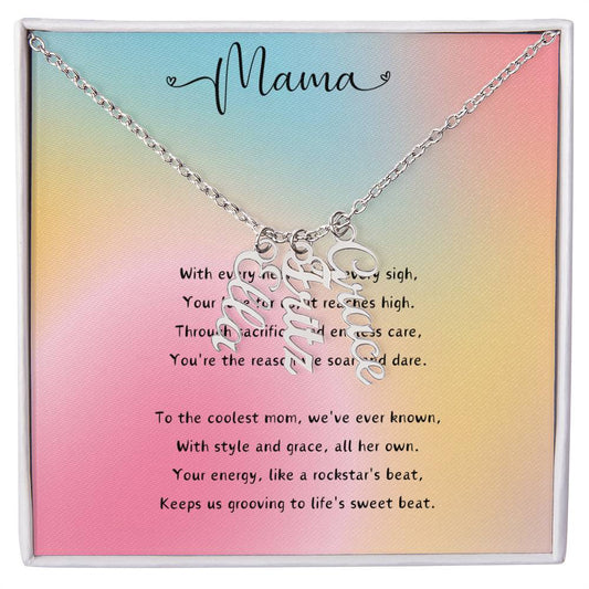 Mother's Embrace Custom Name Necklace - Up to 4 Names- Stainless Steel or 18K Gold Finish